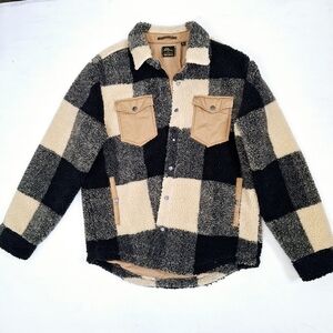 LL Bean and Todd Snyder Black and Tan Checkered Hi-Pile Jacket